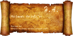 Holman Arzén névjegykártya